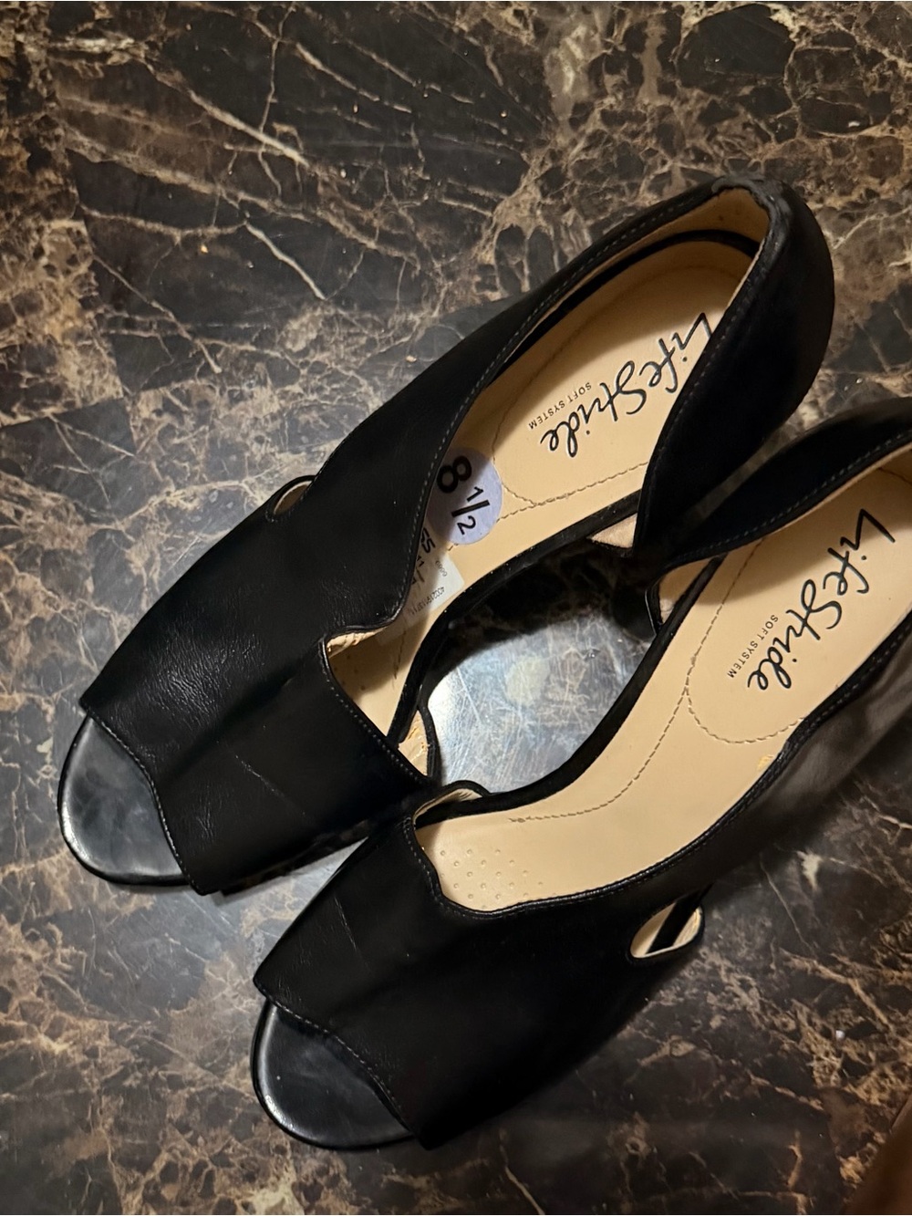 Life Stride Black Open-Toe Women's Heels - Picture 3 of 4
